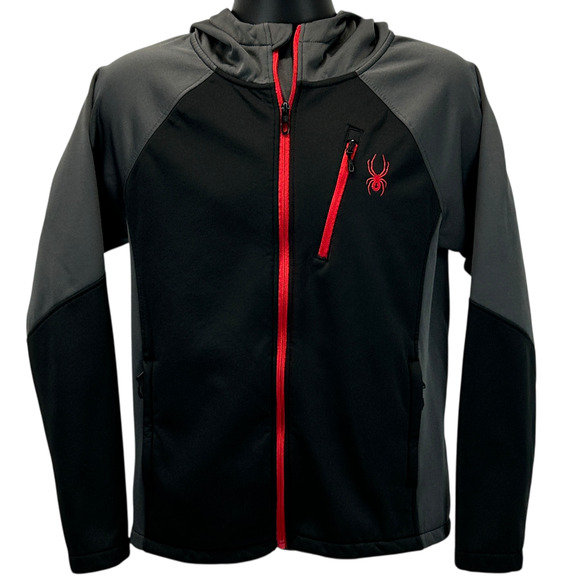 Spyder Mendoza Hooded Softshell Jacket Mens S Small Black Full Zip SPFFM193 - Picture 1 of 9